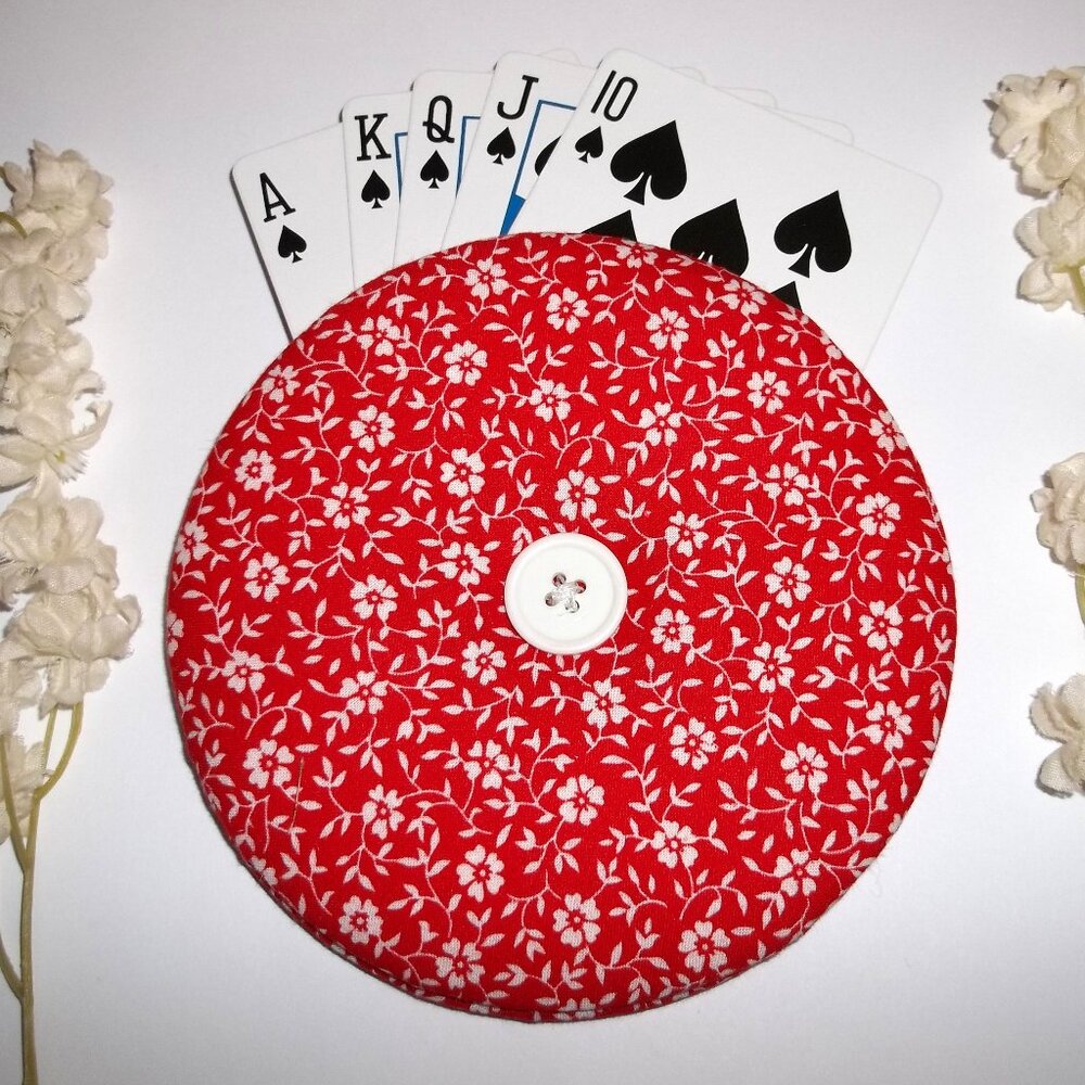Playing Card Holder Gift Idea Flower Fabric Handmade Game Girl Woman Deck PC7